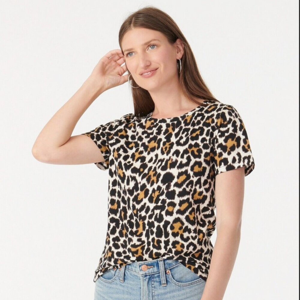 J. Crew Vintage Cotton Leopard Print Tee Shirt NWT